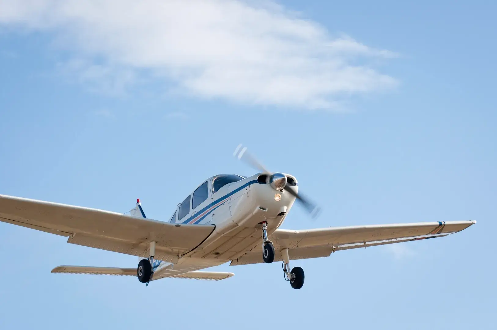 Commercial pilot student flying a training aircraft